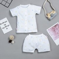Bộ tay ngắn in cây thông IQ Baby màu trắng