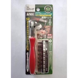 Bộ tay vặn và mũi vít bắt góc hẹp Anex No.525-9T