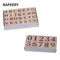 Bộ tem bảng chữ cái NAPKERY, Bảng chữ cái bằng gỗ Bảng chữ cái Con dấu cao su, Thẻ DIY Chữ A-Z Số 2cm Cao su bằng gỗ cổ điển A-Z Dấu số chữ cái cho chữ cái