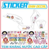 Bộ Tem Dán Xe Baby Three Bé Ba Dán Trang Trí Mọi Dòng Xe Máy , Xe Điện có kích thước to.