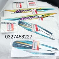 Bộ tem dán xe WAVE Alpha + đời đầu màu xanh zin Honda