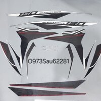 Bộ tem decal dán áo xe EXCITER 150 màu đen 2017 RC