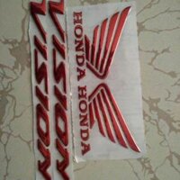 Bộ tem lô gô chữ nổi honda vision đỏ MTS