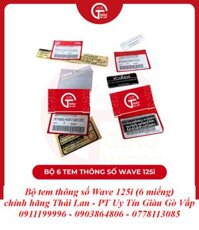 Bộ Tem Thông Số Wave 125i Chính Hãng Thái Lan