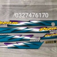 Bộ tem xe Dream lùn Exces ba lớp xanh chữ vàng xịn