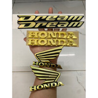 Bộ tem xe honda dream chữ nổi mạ vàng , tem xe hàng nhập Thái Lan chất lượng cao , hàng mới 100% , giá bán lẻ như bán sỉ
