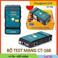Bộ test cáp mạng RJ45 RJ11 CT-168 tặng Pin 9V - MÁY TEST MẠNG CT-168 ĐA NĂNG RJ45-RJ11-USB