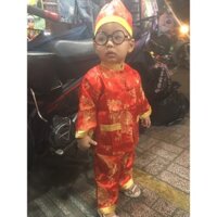 Bộ Tết bé trai kèm nón có tóc bính