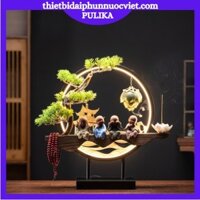 Bộ Thác Khói Trầm Hương Decor 4 Chú Tiểu Đèn Led Trang Trí Phòng Khách Bàn Làm Việc Làm Quà Tặng Tân Gia