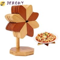 Bộ thảm lót sàn nhà bếp JEROMY, Tấm lót thảm cách nhiệt bằng gỗ chịu nhiệt, Tấm lót bàn trang trí máy tính để bàn thực tế Tấm lót bàn hình cối xay gió cho đĩa nóng