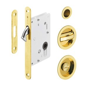Bộ thân khóa cho cửa trượt màu đồng bóng PVD Hafele 911.26.527