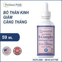 Bổ thần kinh, giảm căng thẳng Sublingual Liquid B complex, vitamin B12 -Puritan's Pride 59ml