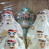 Bộ thần tài thổ địa vàng ngà bày ban thờ cúng thần linh gốm ALL sứ Bát Tràng