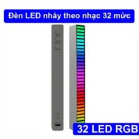 Bộ Thanh đèn led 32 bóng RGB nhấp nháy theo nhạc Ánh sánh nhiều màu Tự điều chỉnh âm thanh 32 mức Pin Sạc Cổng Type C