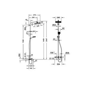 Bộ thanh sen có bộ trộn bồn tắm điều nhiệt Hafele Crometta E 589.54.515