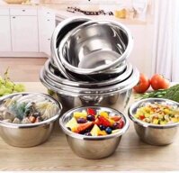 BỘ THAU INOX 304 - 4 THAU - 1 RỔ