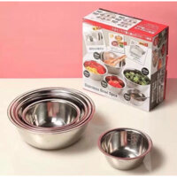 Bộ thau inox có định lượng cao cấp 5pcs - Stainless-steel bowl set 5 cái