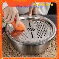 Bộ Thau Nạo Inox 3 Món Inox Bào Rau Củ Hoa Quả - Vỉ Bào Rau Củ - Hôp Đỏ Sale Sập Sàn
