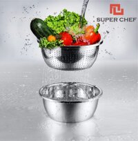 Bộ thau rổ inox 304 Super Chef (22-26-30cm)