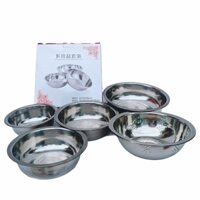 Bộ Thau Rổ Inox 5 món Cao Cấp, Siêu Gọn Cho Nhà Bếp Việt