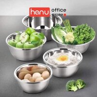 Bộ Thau Rổ Inox Nhà Bếp 5 Món Bằng Inox Đủ Size Từ 18 - 26Cm Tiện Dụng, Dày Dặn