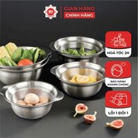 Bộ thau + rổ inox size 27cm hàng xuất Âu