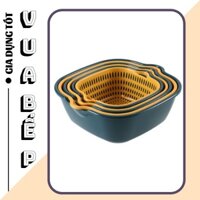 Bộ Thau Rổ Nhựa ❤️ 𝐅𝐑𝐄𝐄𝐒𝐇𝐈𝐏❤️ Rổ Nhựa, Thau Nhựa Đựng Đồ 6In1 Chất Liệu Nhựa ABS, Thiết Kế Tai Cầm Và Tai Rót Nước