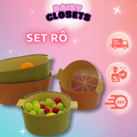 Bộ thau rổ nhựa cao cấp rửa rau củ quả nhà bếp 4 món đa năng tiện lợi, an toàn và độ bền cao