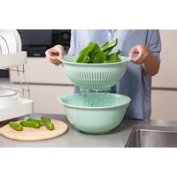 Bộ Thau Rổ Nhựa Cao Cấp Yoko INOCH - Nhựa Cao Cấp Chắc Chắn Sang Trọng, Gọn Gàng, An Toàn Cho Sức Khoẻ - 35cm,Trắng Kem