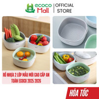 Bộ thau rổ nhựa Ecoco 2 lớp kèm quai xách đa năng cao cấp, nhựa PP an toàn tuyệt đối 2024 VN