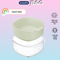 Bộ thau rổ vuông Inochi, đựng rau củ quả, tách nước, nhựa nguyên sinh an toàn sức khỏe inochi hỏa tốc hcm