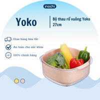 Bộ thau rổ vuông Yoko thương hiệu Inochi 23cm 27cm màu sắc đa dạng, nhựa an toàn cho sức khỏe