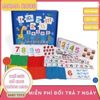 Bộ Thẻ Học Ghép Số Kèm Que Tính Giúp Bé Học Đếm Cho Trẻ Từ 3 - 7 Tuổi - Đồ Chơi Toán Học Montessori