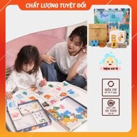 Bộ thẻ học thông minh Montessori, Flash card 3D chữ cái và số đếm hình động vật bằng gỗ cho bé