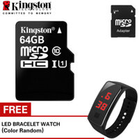 Bộ thẻ nhớ Kingston 64GB Micro SDHC C10 UHS và Adapter (Đen) +Đồng hồ led