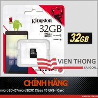 Bộ thẻ nhớ Kingston Micro SDHC Class10 32GB  (Đen) + Tặng 1 đầu đọc thẻ nhớ micro (Mẫu ngẫu nhiên)