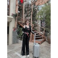 Bộ thể thao 3 món chữ C quần ống rộng cao cấp