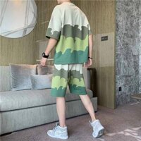 Bộ Thể Thao Chất Thun Lạnh PHỐI MÀU In chuyển nhiệt - XANH LÁ,L