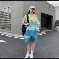 Bộ Thể Thao Chất Thun Lạnh PHỐI MÀU In chuyển nhiệt - XANH DƯƠNG,XL
