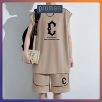 Bộ Thể Thao Nam 3 Lỗ Chất Tổ Ong Thêu Chữ C, Bộ Quần Áo Nam Mặc Nhà Chất Vải Dày Dặn Mềm Mát BO22 - PROMAN