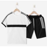Bộ thể thao nam, bộ quần áo nam cộc tay phối màu chạy viền ngực