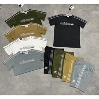 Bộ thể thao nam cổ tròn Das logo cánh sen #bala #trefoil : 100% thêu- full khoá cả quần và áo t-shirt