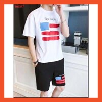 Bộ thể thao nam in sơn vải lưới mè mát - xám 4x kèm quà,L45-70kg