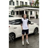 bộ thể thao nam mùa hè chất cotton cổ polo Nike psg màu đen,trắng họa tiết,đồ thể thao nam thoáng khí siêu nhẹ cao cấp