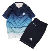 Bộ thể thao Nike cộc vải thun lạnh áo Xanh quần Đen