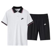 Bộ thể thao Nike Polo cộc áo Trắng quần Đen