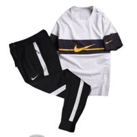 Bộ thể thao Nike vải Cotton chun quần Đen áo Trắng pha Đen