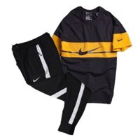 Bộ thể thao Nike vải Cotton chun quần Đen áo Đen pha Cam