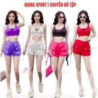 Bộ thể thao nữ áo bra chất thun và quần đùi kaki mềm tập gym, zumba, aerobic, dân vũ, shuffledance