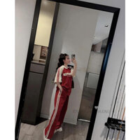 Bộ thể thao nữ, đồ bộ nữ đỏ quần suông phối sọc trắng siêu năng động trẻ trung SaYa Shop D1954